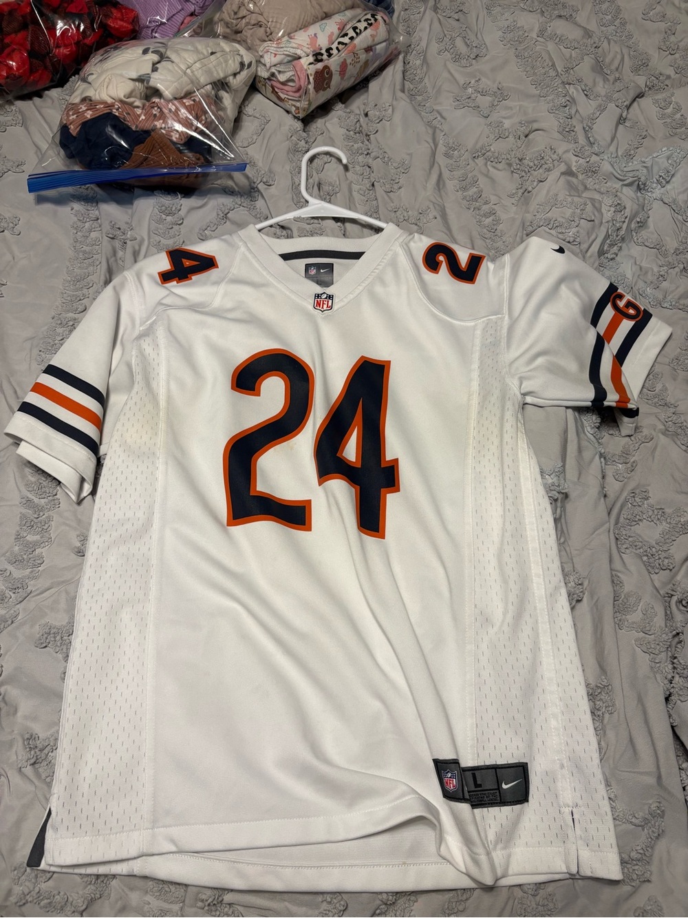 NFL Chicago Bears #24 White Jersey with Navy and Orange Trim
